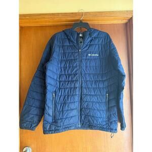 Men's Columbia quilted jacket with hood, size medium